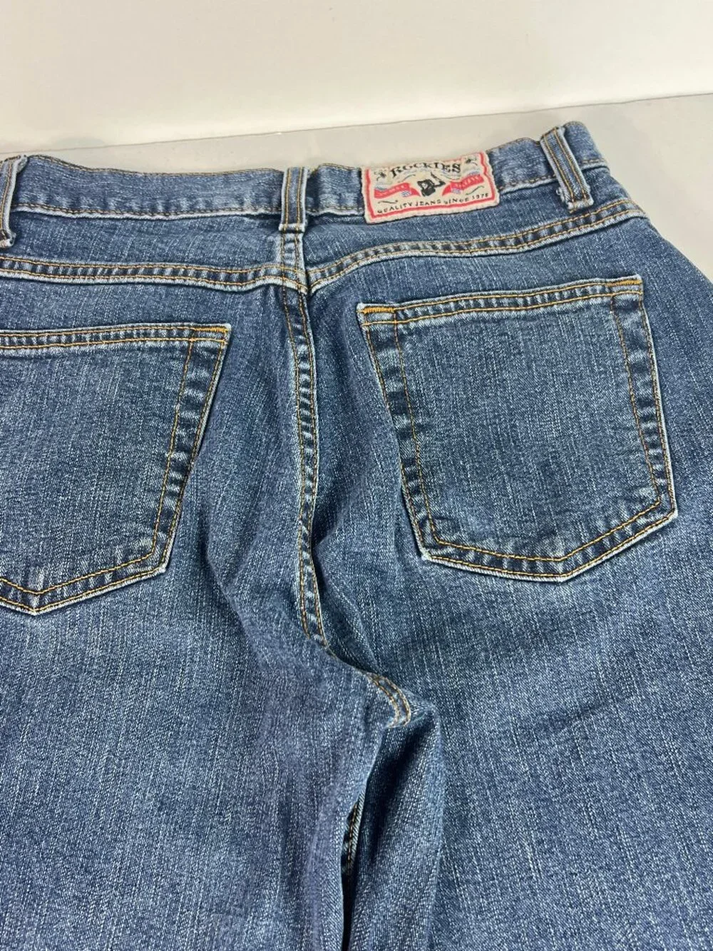 VTG Rockies Jeans Junior's 27x35* Mid Rise Relaxed Straight Blue Denim Tag 5 XL